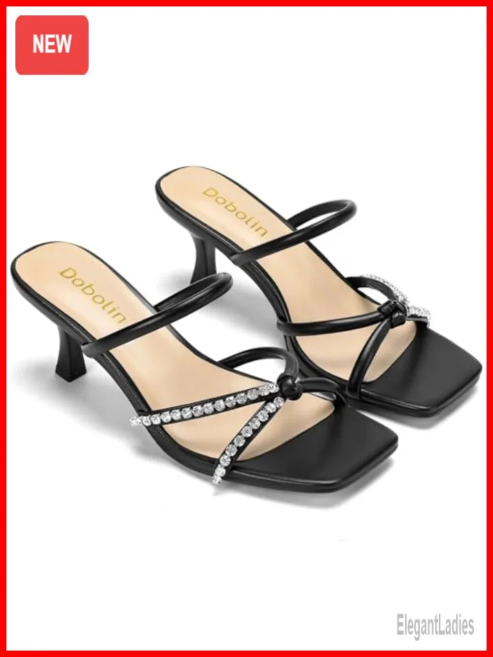 Kitten Heel Sandals Slip On Open Toe Strappy Heels Women